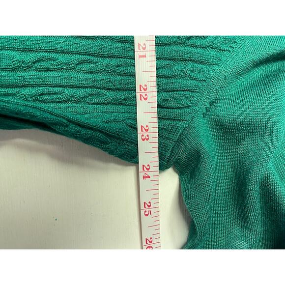 New Cashfeel Merino Wool Sweater Elbow Patch Emerald Green Pullover Plus Sz 2X - Picture 10 of 11